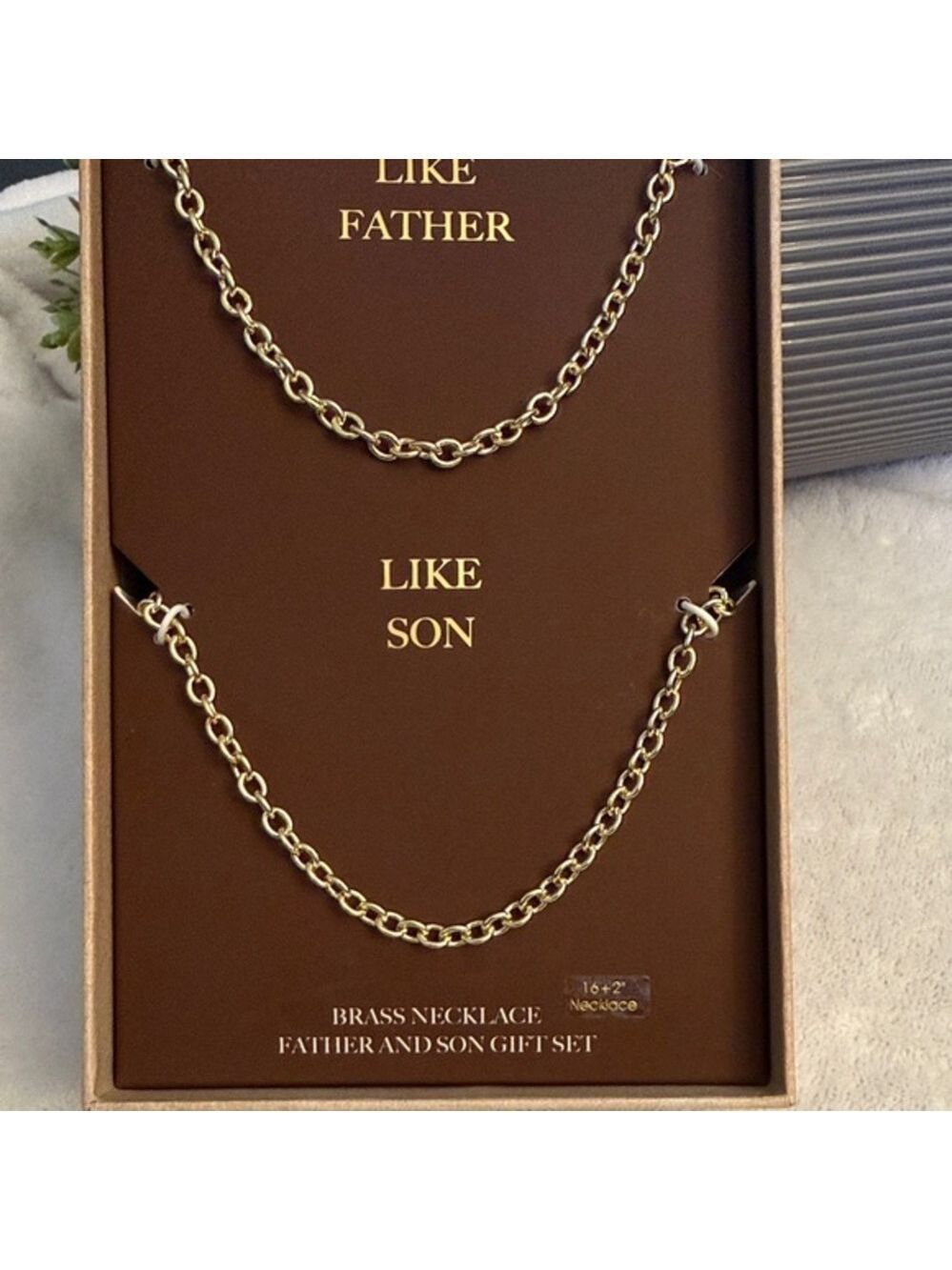 Like father like son light tone Gold Chain matching Necklace Set